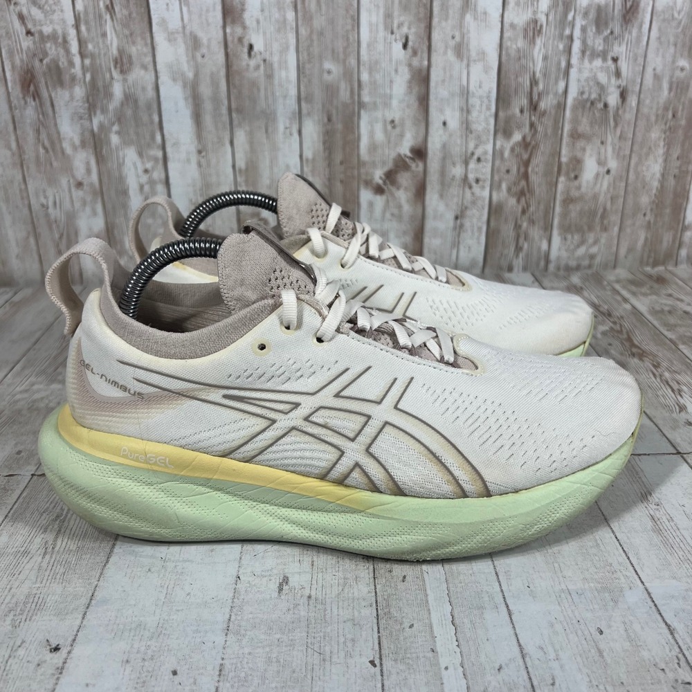 ASICS Gel-Nimbus 25 Womens Running Shoes 9 Cream Sand Mint 1012B356